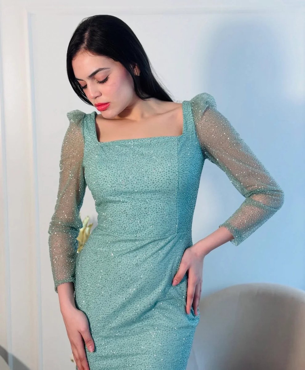 CELESTE: Robe sirène bleu ciel - Aube Couture