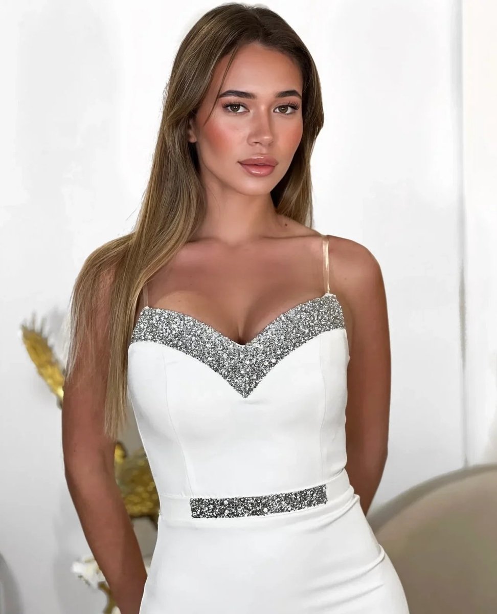 ISÉA: Robe fourreau bustier strass - Aube Couture
