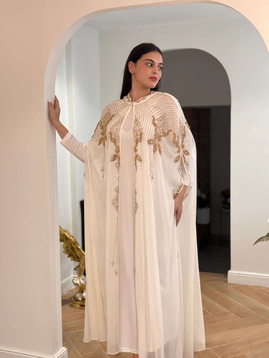 LINA: Jebba perlé broderies dorées - Aube Couture