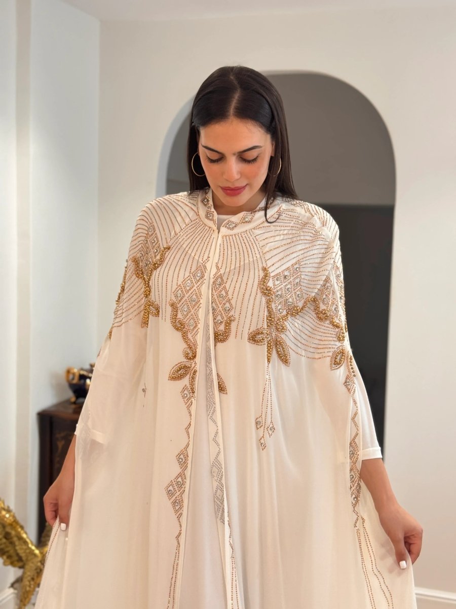 LINA: Jebba perlé broderies dorées - Aube Couture