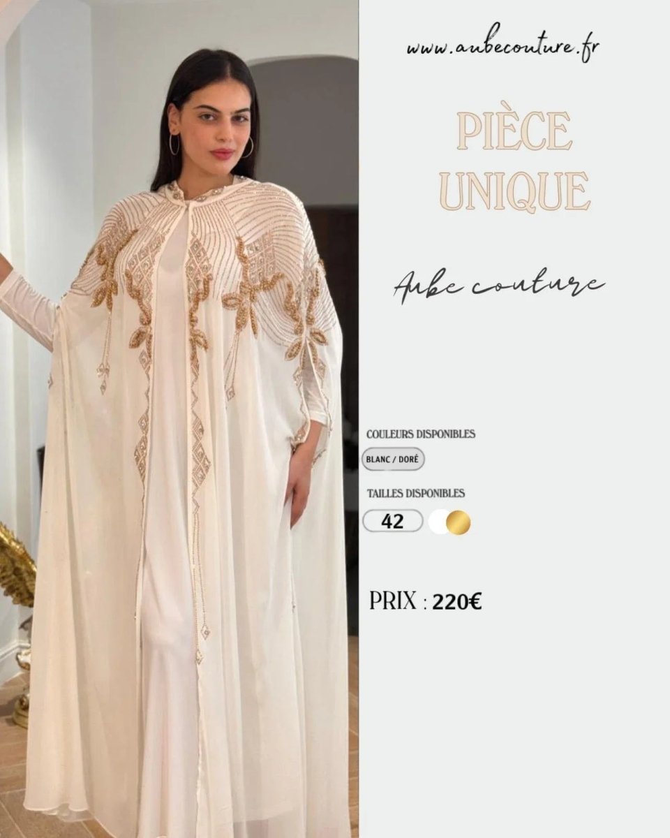 LINA: Jebba perlé broderies dorées - Aube Couture