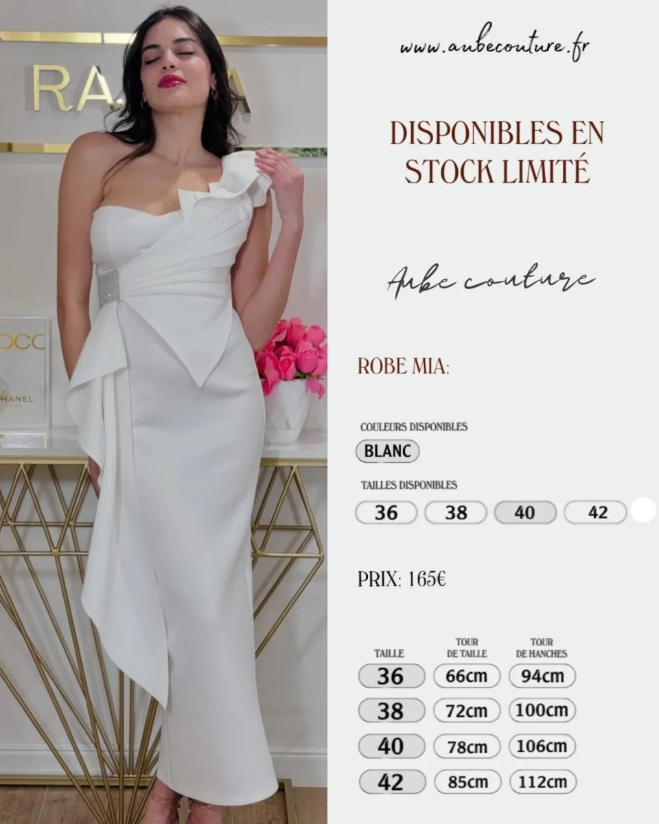 MIA: robe asymétrique à volants - Aube Couture