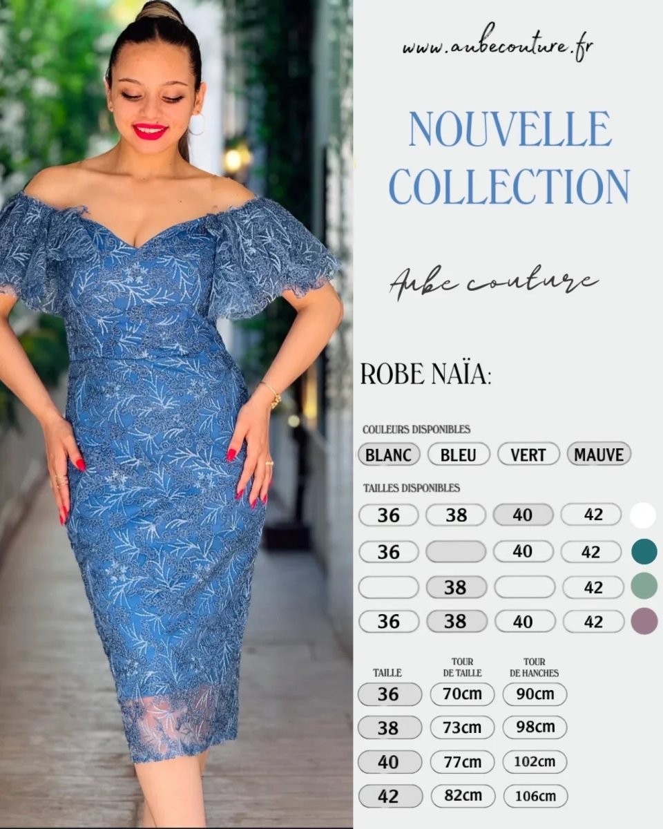NAÏA: robe courte dentelle fine - Aube Couture