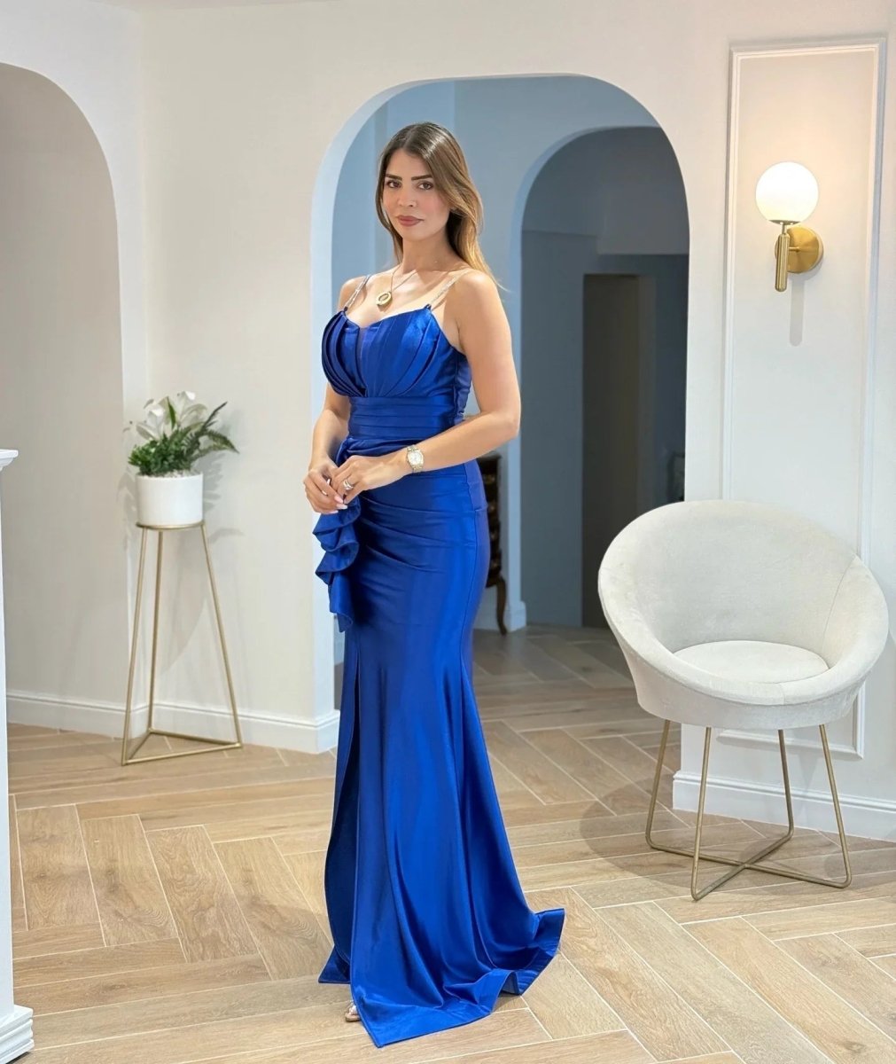 NORA: Robe longue satinée/ 3 couleurs - Aube Couture