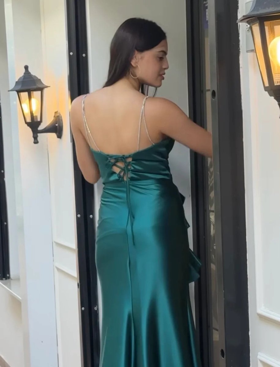 NORA: Robe longue satinée/ 3 couleurs - Aube Couture