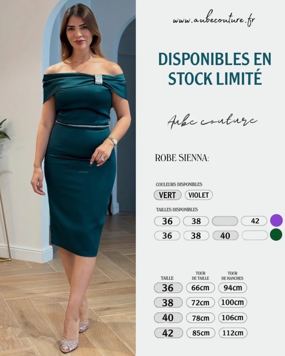 SIENNA: robe cintrée épaule dénudé - Aube Couture