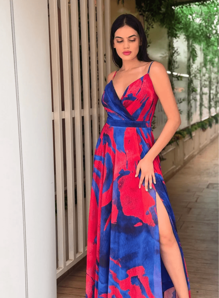 TAHITI: Robe longue imprimée / 2 couleurs - Aube Couture