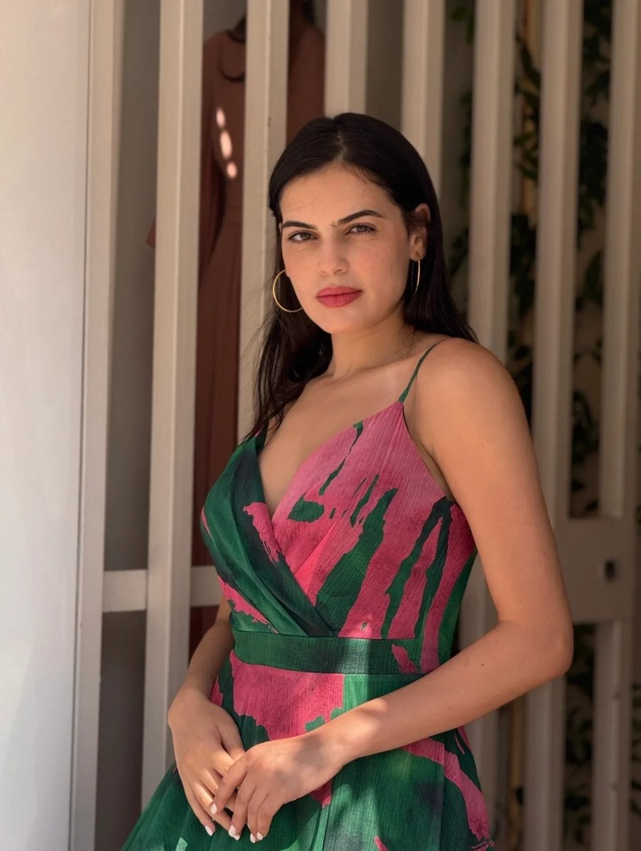 TAHITI: Robe longue imprimée / 2 couleurs - Aube Couture