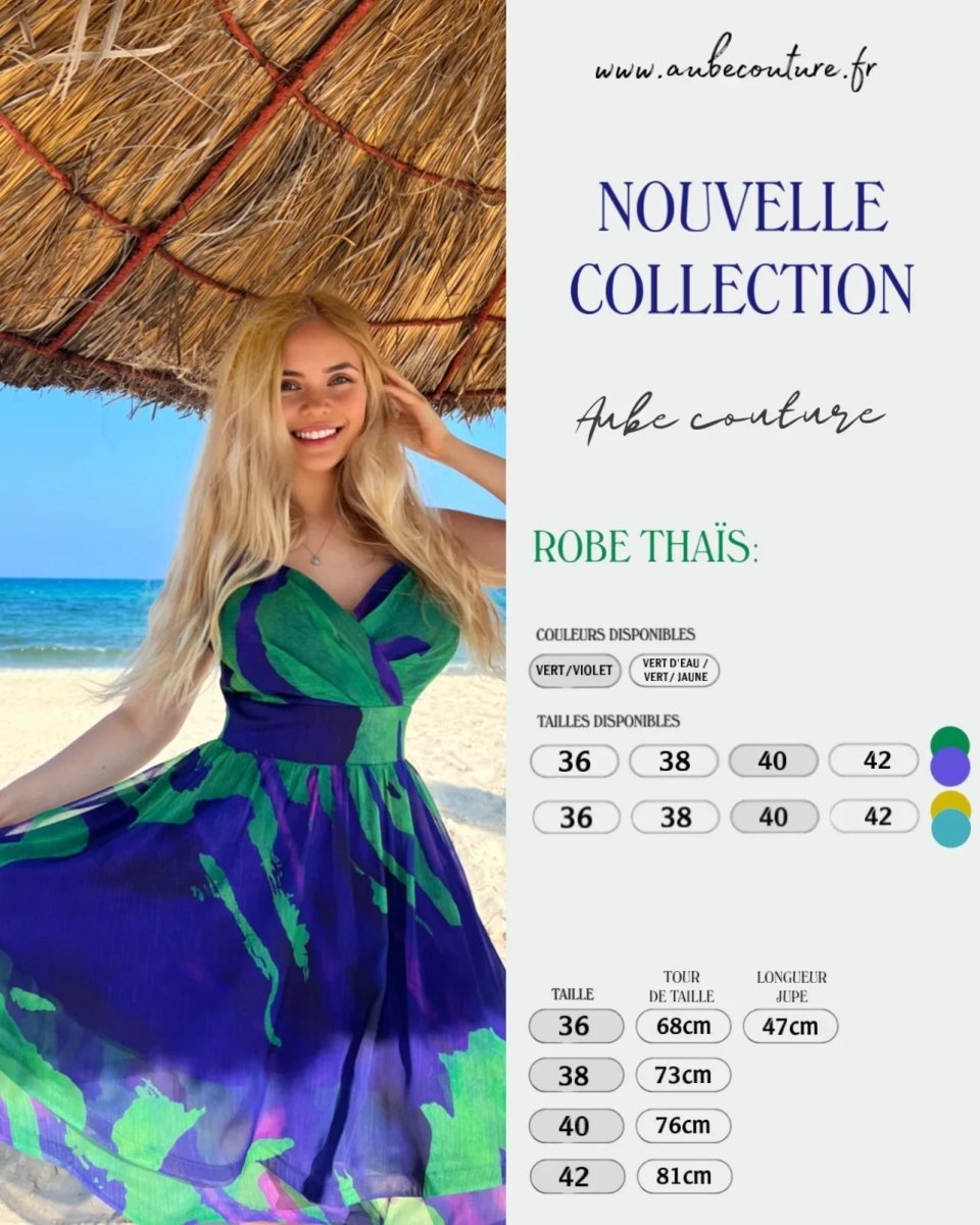 THAÏS: robe courte imprimé été - Aube Couture